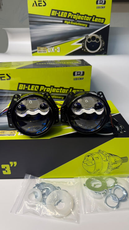 AES UX-3 Bi led 3 inch Triple Laser projector Lamp for Headlights 45W/80W Per Piece (1 Year Warranty