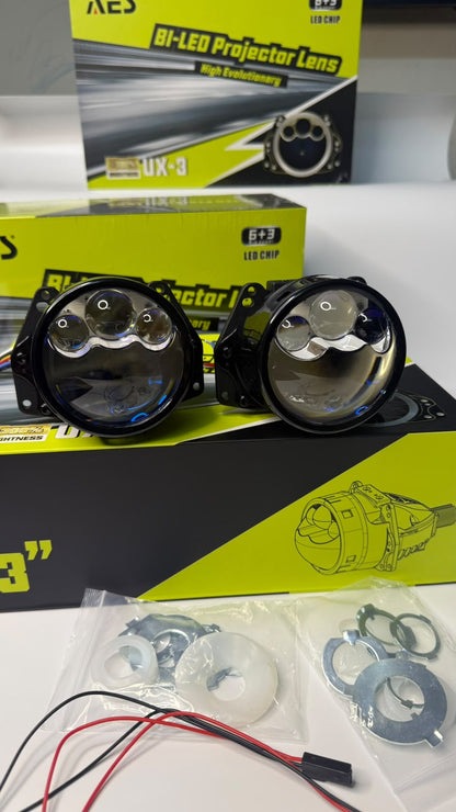 AES UX-3 Bi led 3 inch Triple Laser projector Lamp for Headlights 45W/80W Per Piece (1 Year Warranty