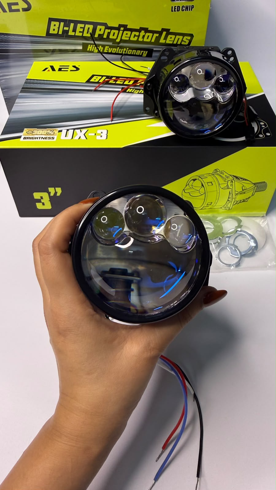 AES UX-3 Bi led 3 inch Triple Laser projector Lamp for Headlights 45W/80W Per Piece (1 Year Warranty