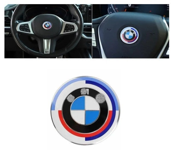 Car Craft 50th Anniversery Edition Logo Emblem Badge Compatible with BMW 12345  6 7 Series X1 X3 X4 X5 X6 X7 Z4 Jahre 50th Anniversery Jahre Edition Logo Emblem Badge Steering Logo 45mm