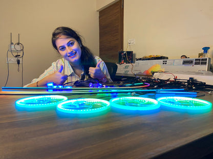 Cardi k4 Series With Voice Control - All Car LED Atmosphere Ambient Lighting Kit Interior Strip Light 16 Million Colors 5in1 with 6 Meters Fiber Optic Multicolor RGB Sound Active Wireless Bluetooth APP Remote Control