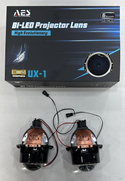 AES UX-1 3 50W" with TRI-COLOUR  Projector Lens Blue Len 6000K Automotive Headlight Universal Bi-led Projector Lens