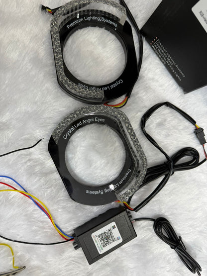 Brilliant Diamond 5D Crystal Led Angel Eyes Headlight Shroud