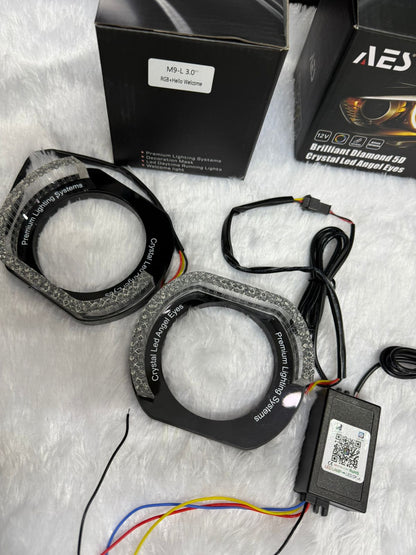 Brilliant Diamond 5D Crystal Led Angel Eyes Headlight Shroud