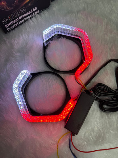 Brilliant Diamond 5D Crystal Led Angel Eyes Headlight Shroud