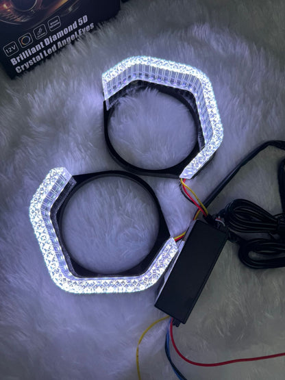 Brilliant Diamond 5D Crystal Led Angel Eyes Headlight Shroud