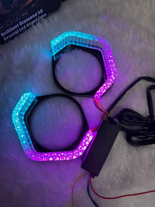 Brilliant Diamond 5D Crystal Led Angel Eyes Headlight Shroud