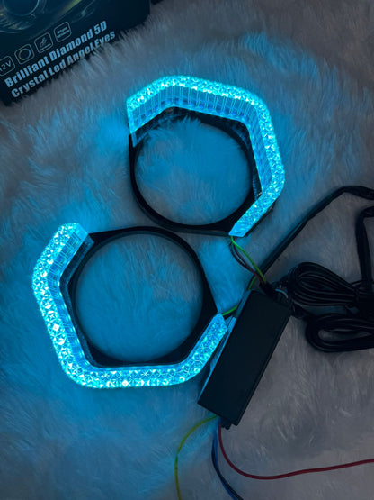 Brilliant Diamond 5D Crystal Led Angel Eyes Headlight Shroud