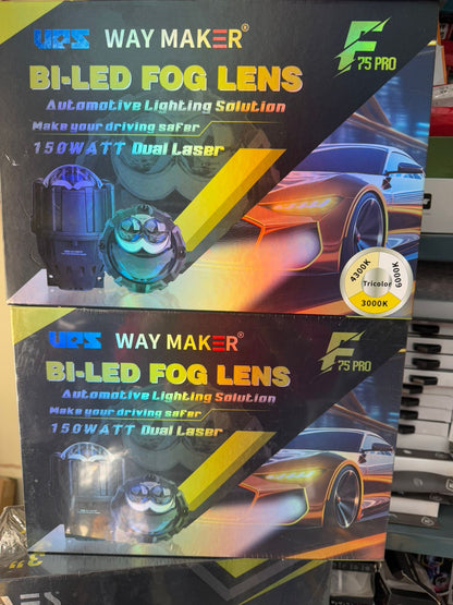 AES UPS WAY Maker F75 PRO Tri Colour Bi-Led Fog Lens with 150 watt Dual Laser