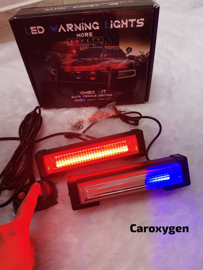 2 in 1 Waterproof COB LED Red Blue Emergency Strobe Lights for Police Cars Mount and Grille Flashing Warning Lighting (red Blue)