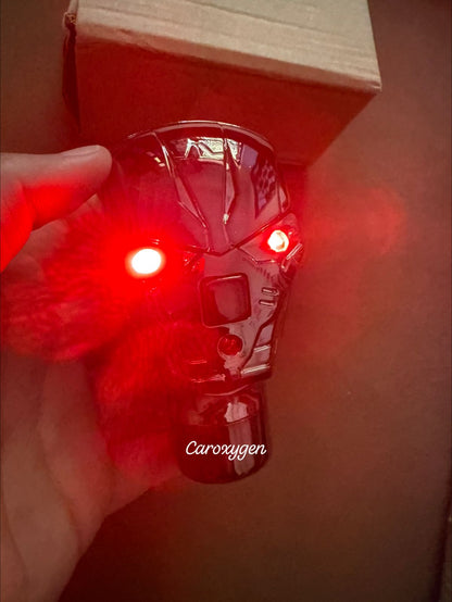 Snake and Ironman Gear Shift Knob with Blue & Red LED Colors â€“ Easy 3-Step Installation with Adapter Sleeve (LED Gear knob Ironman)