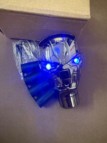 Snake and Ironman Gear Shift Knob with Blue & Red LED Colors â€“ Easy 3-Step Installation with Adapter Sleeve (LED Gear knob Ironman)