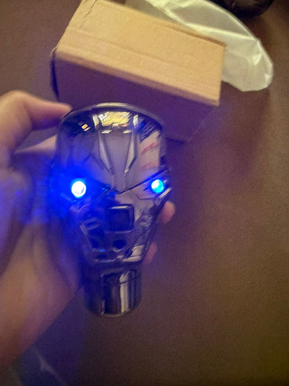 Snake and Ironman Gear Shift Knob with Blue & Red LED Colors â€“ Easy 3-Step Installation with Adapter Sleeve (LED Gear knob Ironman)