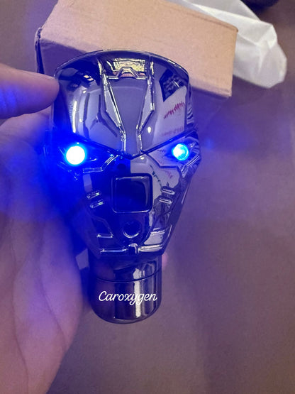 Snake and Ironman Gear Shift Knob with Blue & Red LED Colors â€“ Easy 3-Step Installation with Adapter Sleeve (LED Gear knob Ironman)