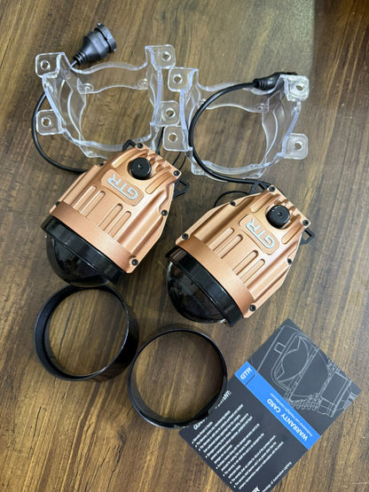 GTR 302 3.0" Bi-LED Fog Lamp Gold Edition | Signature Edition Blue Lens | 2025 New Arrival | 90W/110W High Power Car Projector Fog Light