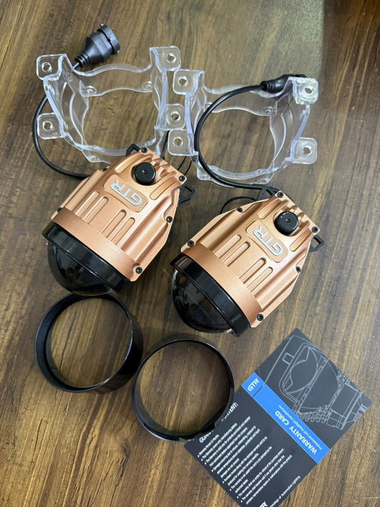 GTR 302 3.0" Bi-LED Fog Lamp Gold Edition | Signature Edition Blue Lens | 2025 New Arrival | 90W/110W High Power Car Projector Fog Light