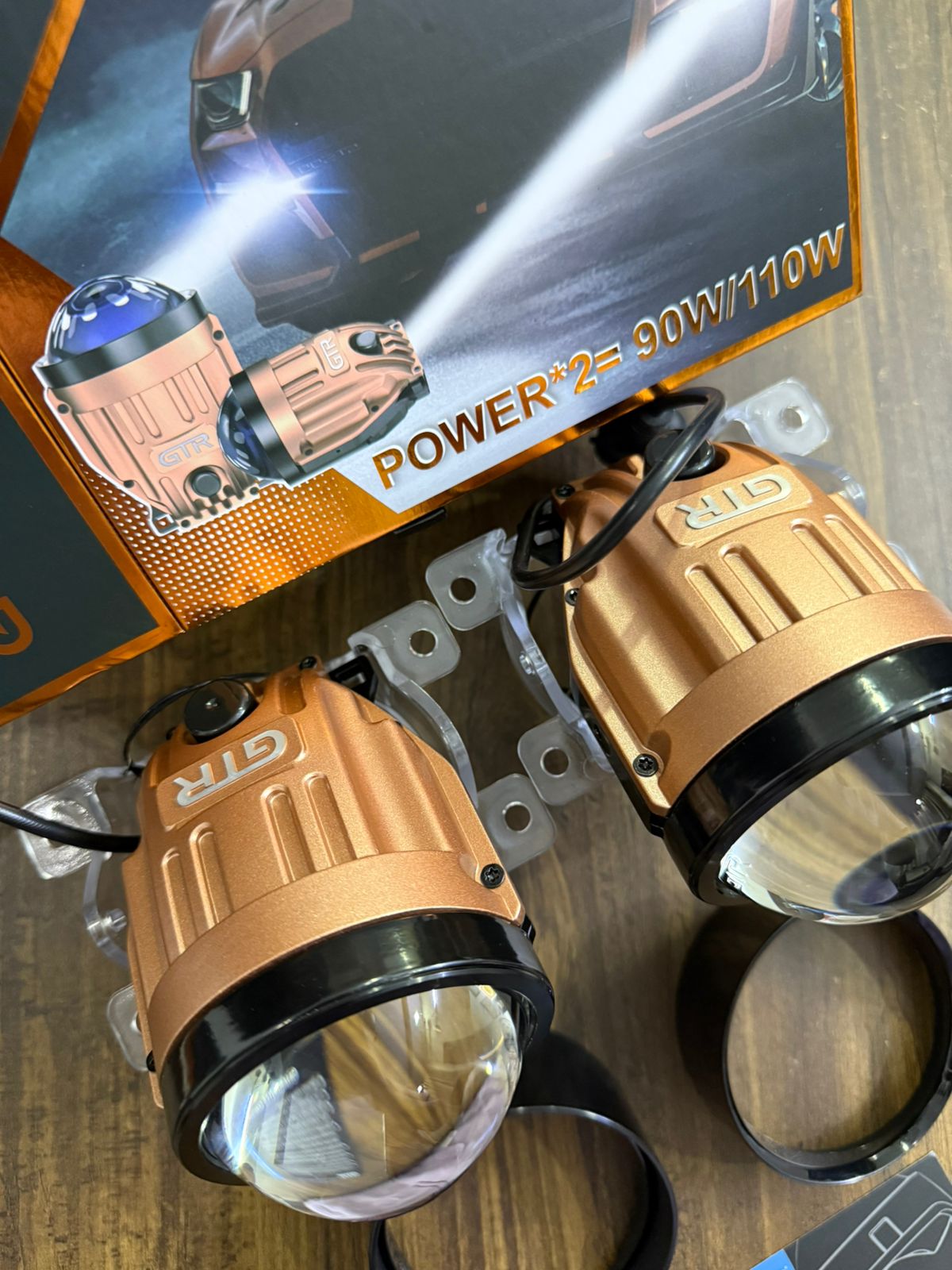 GTR 302 3.0" Bi-LED Fog Lamp Gold Edition | Signature Edition Blue Lens | 2025 New Arrival | 90W/110W High Power Car Projector Fog Light