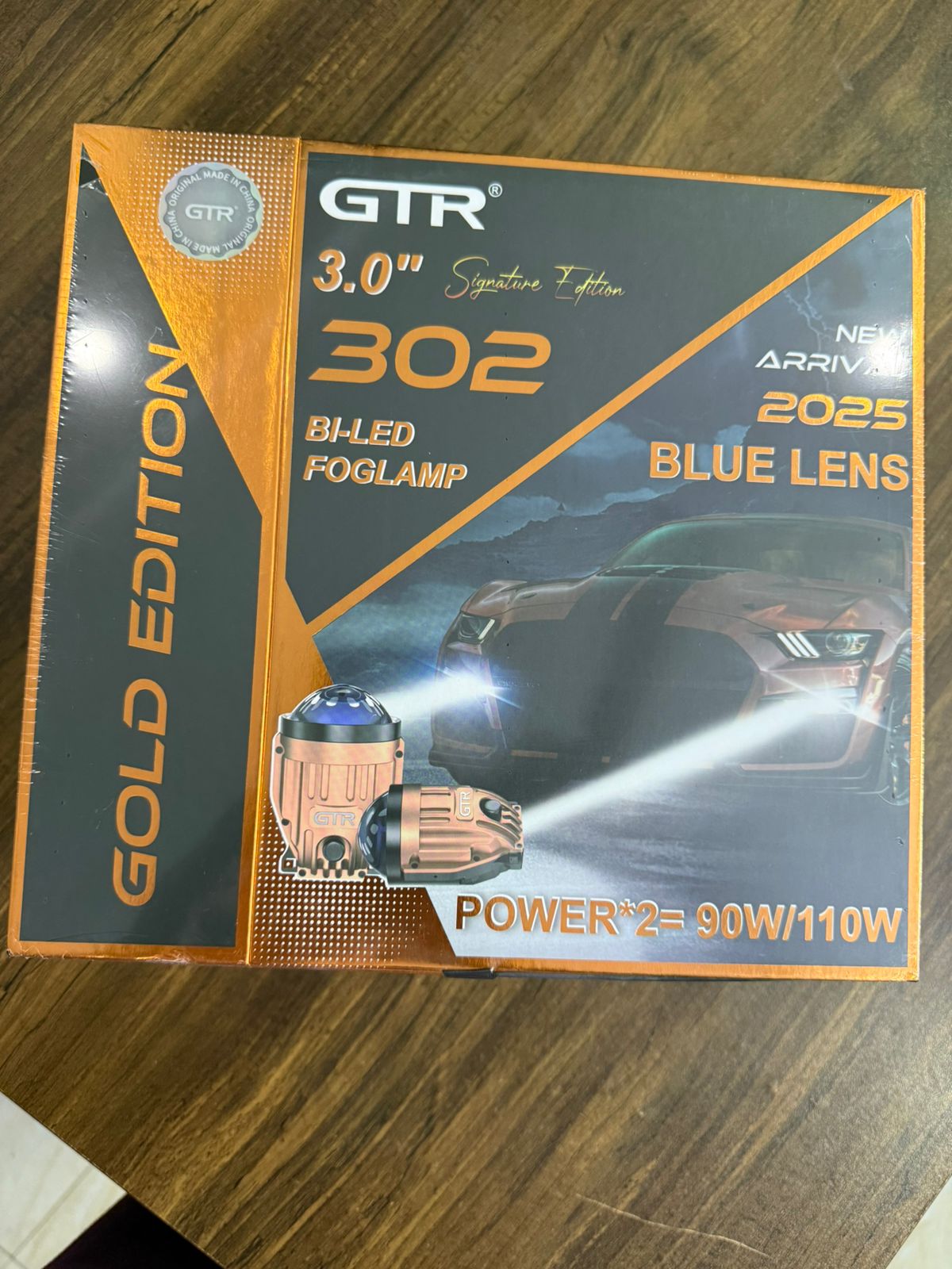 GTR 302 3.0" Bi-LED Fog Lamp Gold Edition | Signature Edition Blue Lens | 2025 New Arrival | 90W/110W High Power Car Projector Fog Light