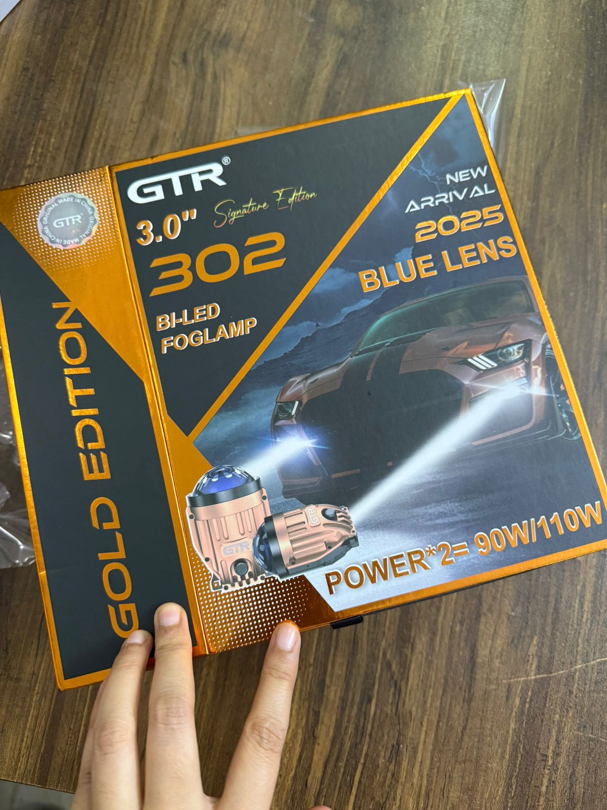 GTR 302 3.0" Bi-LED Fog Lamp Gold Edition | Signature Edition Blue Lens | 2025 New Arrival | 90W/110W High Power Car Projector Fog Light
