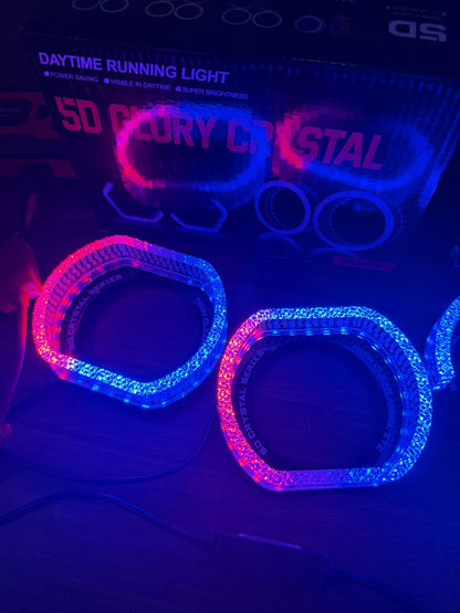 5d GLory Crystal RGB Headlight Shrouds with Yellow Indicator Set of 2