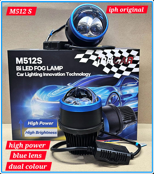 M512S Bi-LED Fog Lamp for Car | Dual Colour White & Yellow | High Power Blue Lens | Waterproof Projector Fog Light | Universal Fit (Set of 2)