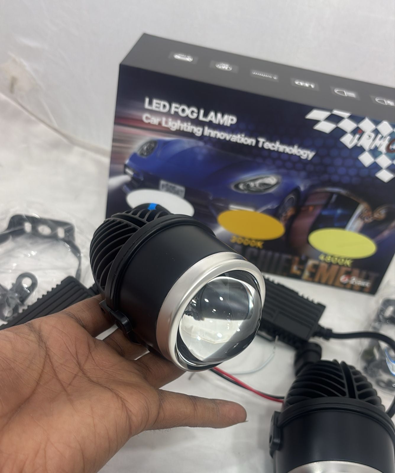 IPH M-513 LED Fog Lamp for Car | 3 Color Modes 3000K Yellow / 4800K Warm White / 6000K White | High Brightness Fog Light | Universal Fit (Set of 2)