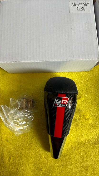 100 % Original Carbon GR Sport Car Gear Shift Knob | Premium Leather Finish with Carbon Fiber Design | Universal Manual Gear Knob | Sporty Interior Upgrade