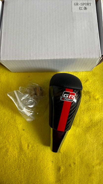 100 % Original Carbon GR Sport Car Gear Shift Knob | Premium Leather Finish with Carbon Fiber Design | Universal Manual Gear Knob | Sporty Interior Upgrade