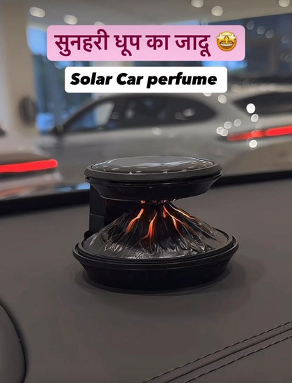 Solar Car Perfume Air Freshener – Rotating Sun Powered Car Fragrance Diffuser | Stylish Dashboard Perfume for Car Interior (Black)