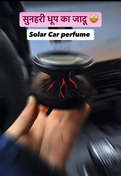 Solar Car Perfume Air Freshener – Rotating Sun Powered Car Fragrance Diffuser | Stylish Dashboard Perfume for Car Interior (Black)