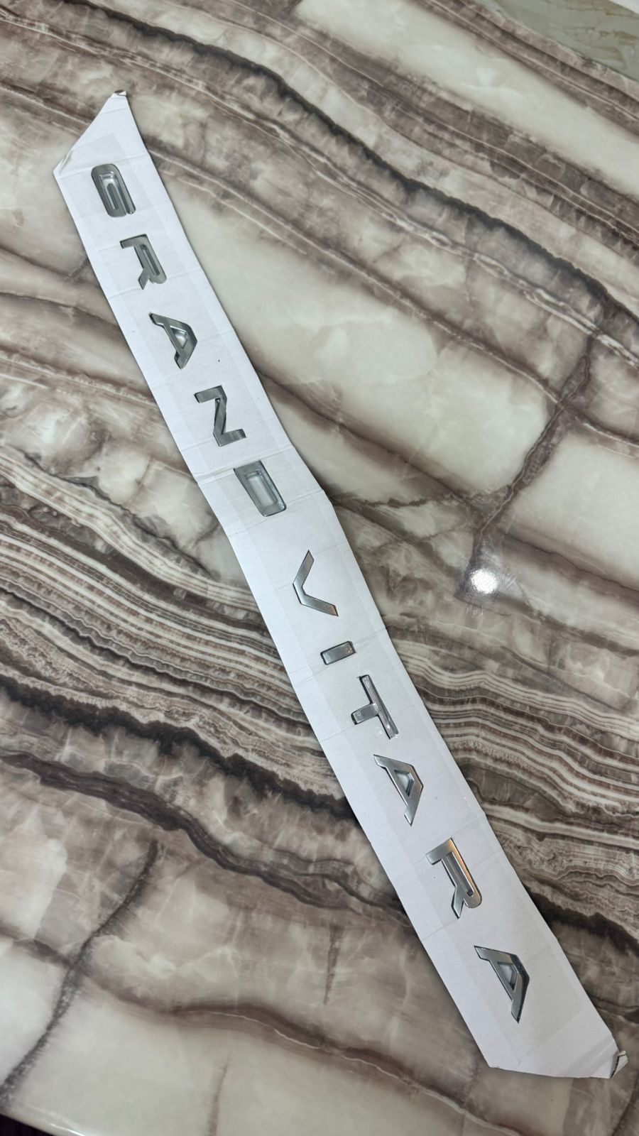 Grand Vitara Chrome Letter Emblem – 3D Car Badge Silver Sticker