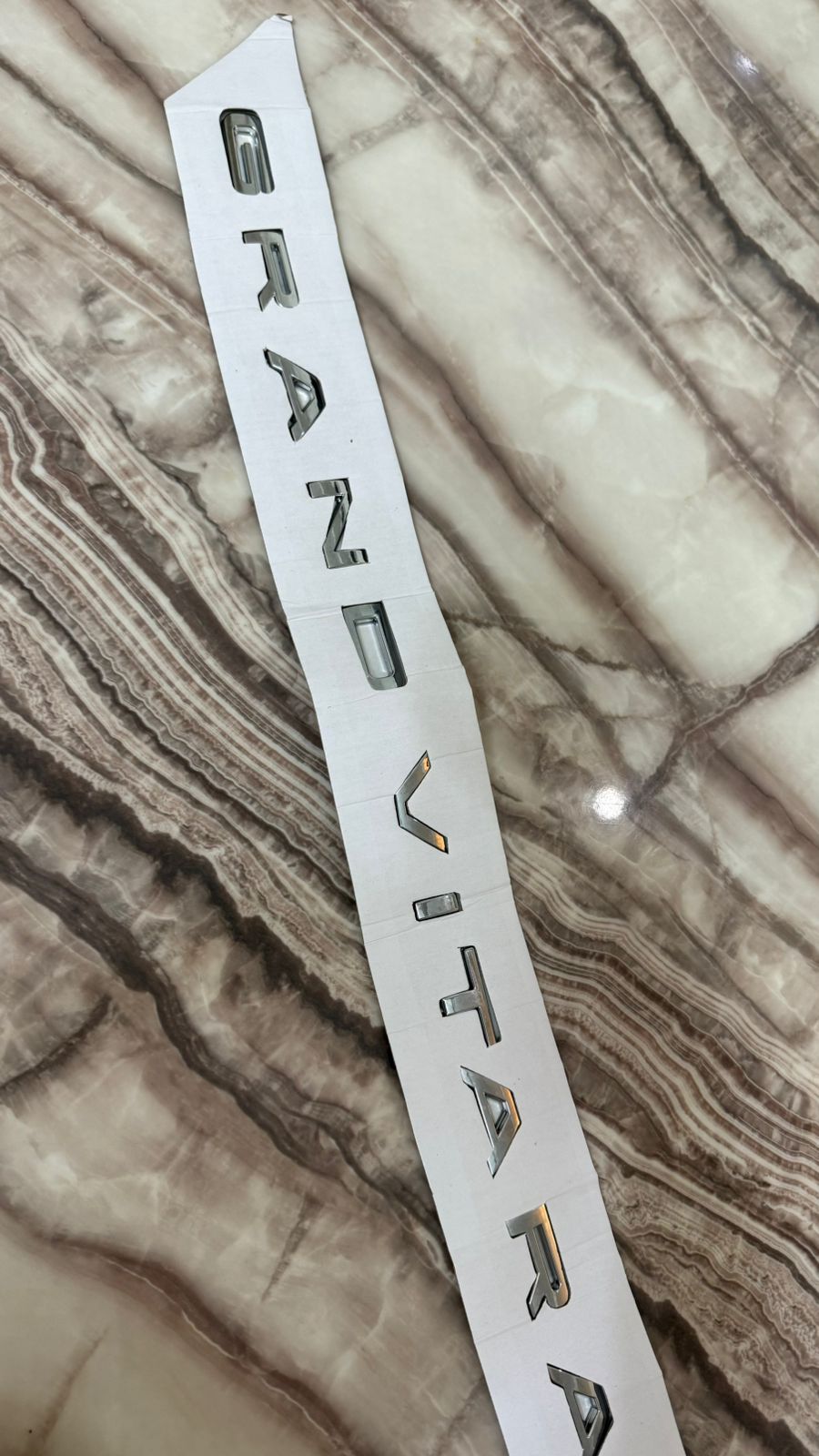 Grand Vitara Chrome Letter Emblem – 3D Car Badge Silver Sticker
