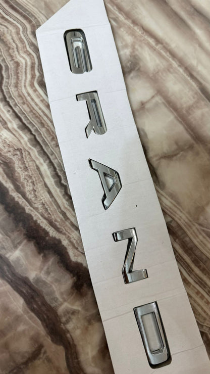 Grand Vitara Chrome Letter Emblem – 3D Car Badge Silver Sticker
