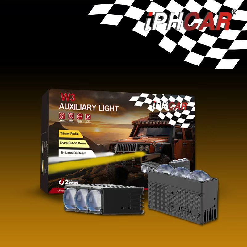 IPH W3 Auxiliary Light Tri-Lens Bi-Beam LED Car Light | 55W Low Beam / 85W High Beam | 6000K White Light | IP67 Waterproof