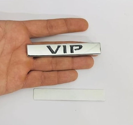 VIP Car Badge Emblem Sticker – Premium Chrome Finish 3D Metal Logo for Cars, SUVs, Bikes & Trucks
