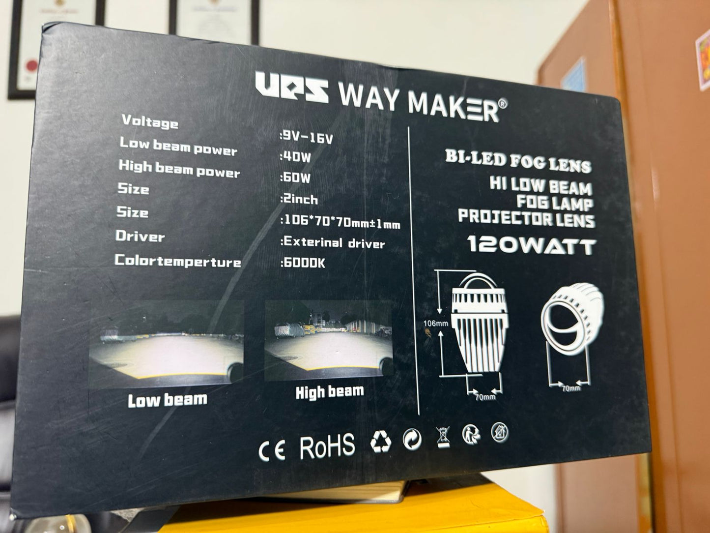 Ups waymaker Q2M Pro Bi-led fog lens 120 Watt -2 Inch With 1 Year Warranty