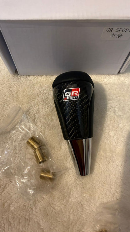 100 % Original Carbon GR Sport Car Gear Shift Knob | Premium Leather Finish with Carbon Fiber Design | Universal Manual Gear Knob | Sporty Interior Upgrade