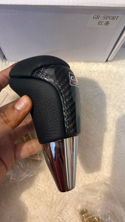 100 % Original Carbon GR Sport Car Gear Shift Knob | Premium Leather Finish with Carbon Fiber Design | Universal Manual Gear Knob | Sporty Interior Upgrade