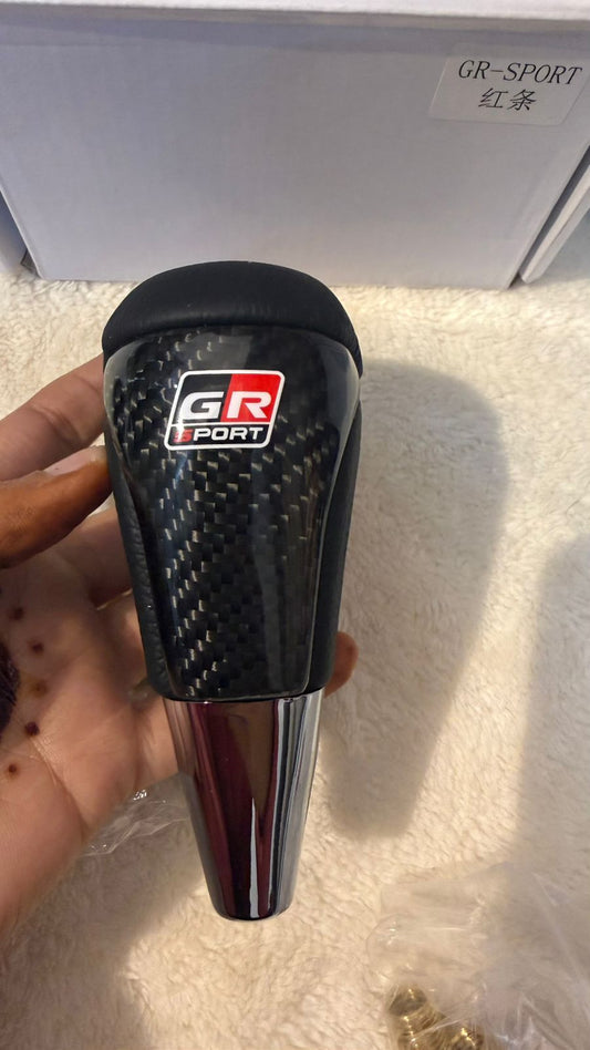 Original Carbon GR Sport Car Gear Shift Knob | Premium Leather Finish with Carbon Fiber Design | Universal Manual Gear Knob | Sporty Interior Upgrade