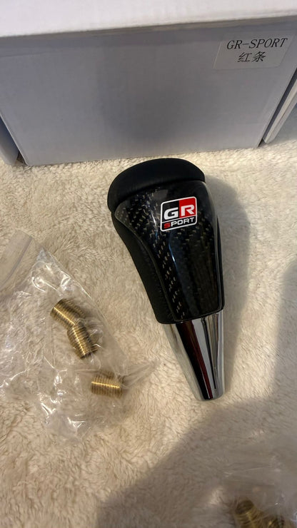 100 % Original Carbon GR Sport Car Gear Shift Knob | Premium Leather Finish with Carbon Fiber Design | Universal Manual Gear Knob | Sporty Interior Upgrade
