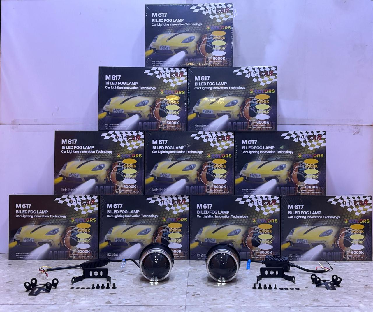 IPH CAR M617 BI-LED TRI COLOR (White , Walm White and Yellow )Laser Fog Lamp Projector 3 Inch High/Low beam Car Fancy Lights