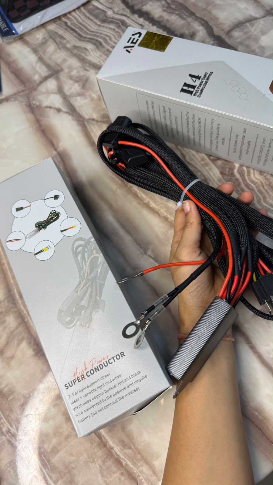 Caroxygen AES H4 High Power Super Conducting Wiring Harness Kit Heavy Duty Relay Harness | Plug & Play Headlight Wiring |