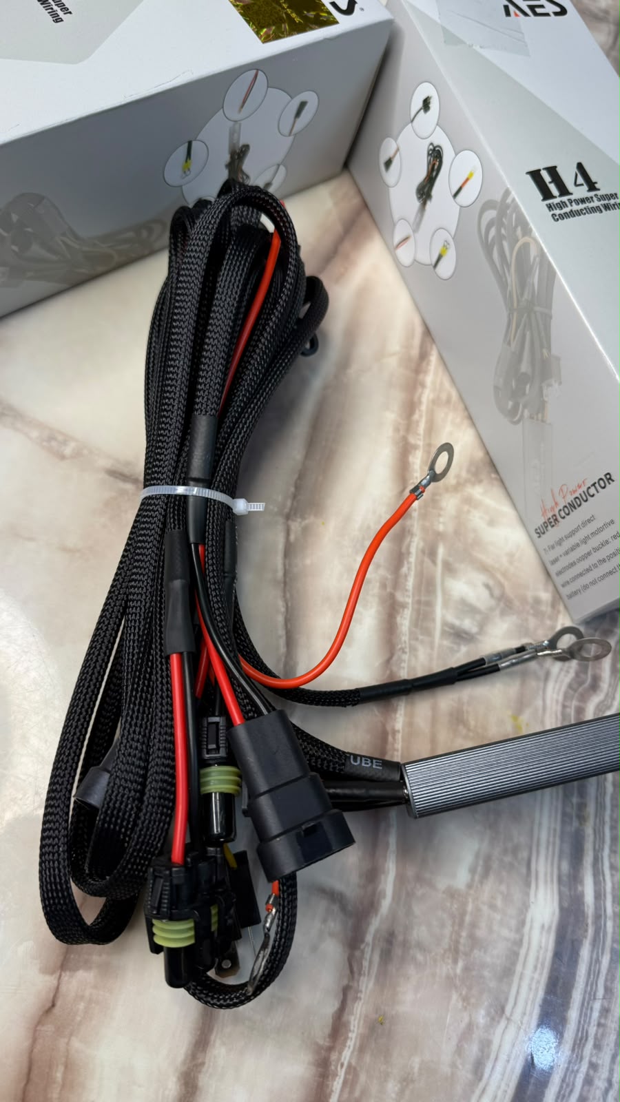 Caroxygen AES H4 High Power Super Conducting Wiring Harness Kit Heavy Duty Relay Harness | Plug & Play Headlight Wiring |