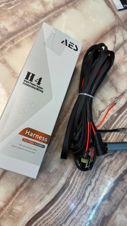 Caroxygen AES H4 High Power Super Conducting Wiring Harness Kit Heavy Duty Relay Harness | Plug & Play Headlight Wiring |