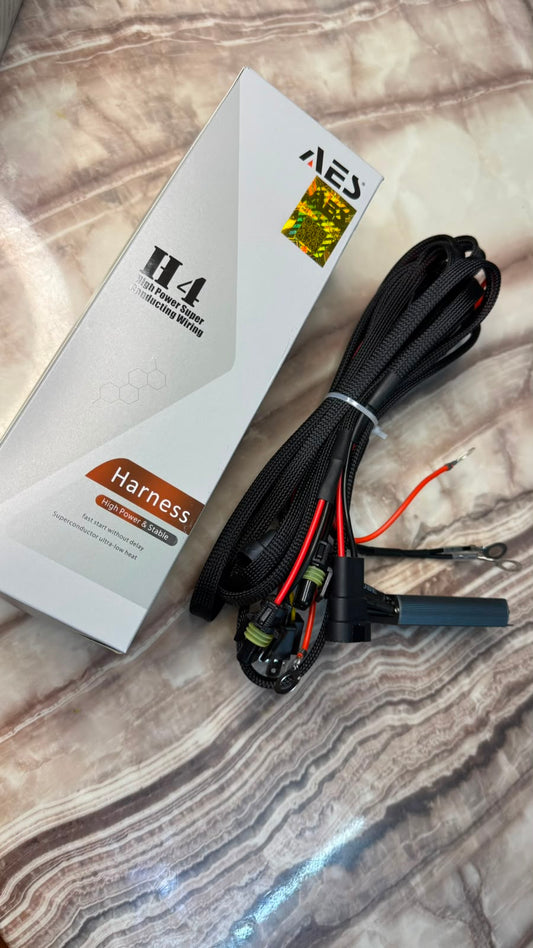 Caroxygen AES H4 High Power Super Conducting Wiring Harness Kit Heavy Duty Relay Harness | Plug & Play Headlight Wiring |