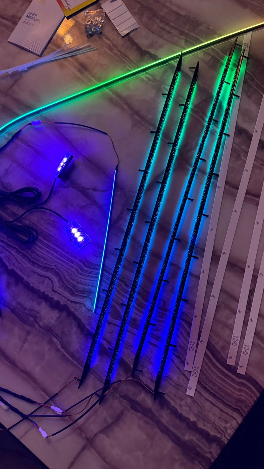 CARDI K5/K6 Magic Black Trim 10 In 1 LED Car Ambient Lights By App Control Strip Light Guide Decoration Atmosphere Lamp. TRIM SIZE EACH 70 CM