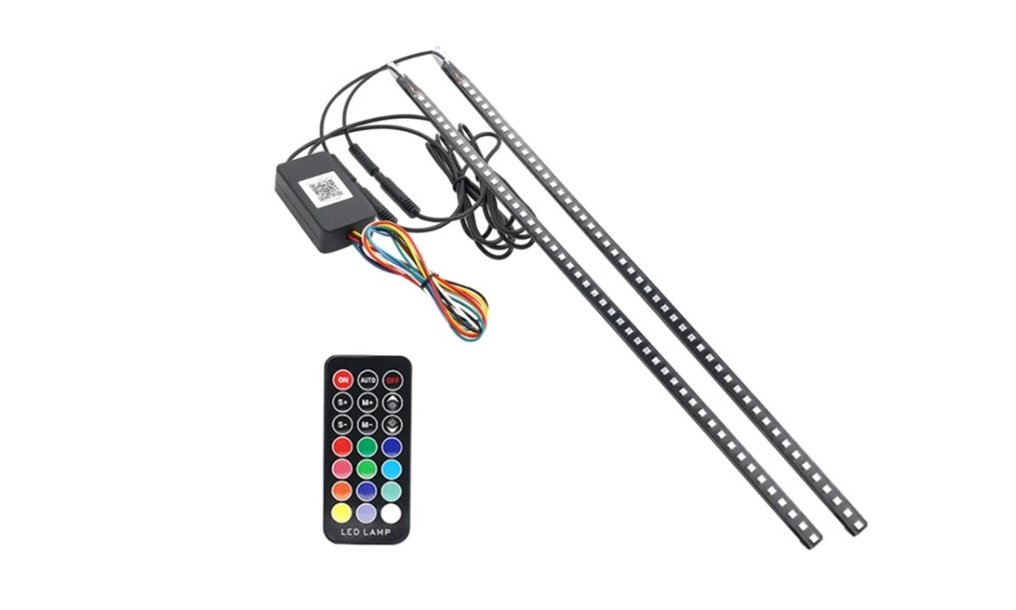 1 set 23.3 inch RGB Knight Rider lights 48 Led 5050 SMD Scanning Knight Rider Light Bar Strip W/Remote Control Turn Signal Third Brake Light M (RGB)