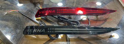 Rear Bumper LED Reflector Light compatible for Verna 2021 22 with Matrix Indicator (Smoke & Red ) set of 2