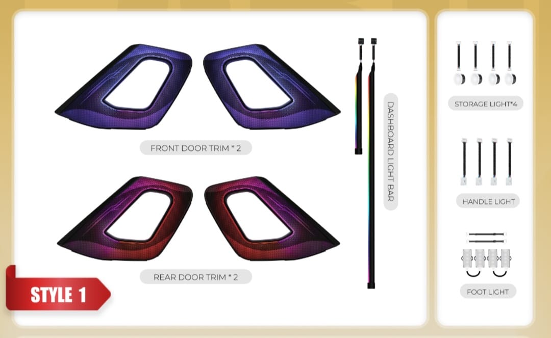 Tata Safari / Harrier Cardi k6 Ambient Light kit - 2019–2025 D25 Series Ambient Light