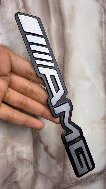 3D AMG Metal Car Emblem Badge Sticker – Premium Brushed Aluminum Logo Decal for Hood, Trunk, Fender & Side Body Decoration (Black & Silver)